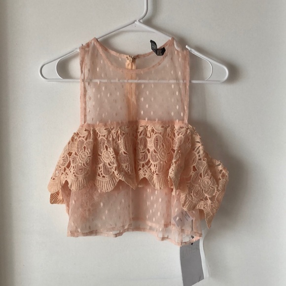 *NWT* Lace Mesh off the shoulder top - Picture 2 of 2